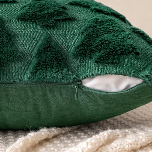MIULEE Christmas Cushion Covers Pack of 2 Embroidery Fluffy Soft Faux Fur Decorative Throw Pillow Cover Decoration for Sofa Bedroom,18 x 18 Inches,Cute Christmas Tree Pattern,Dark Green - Image 2
