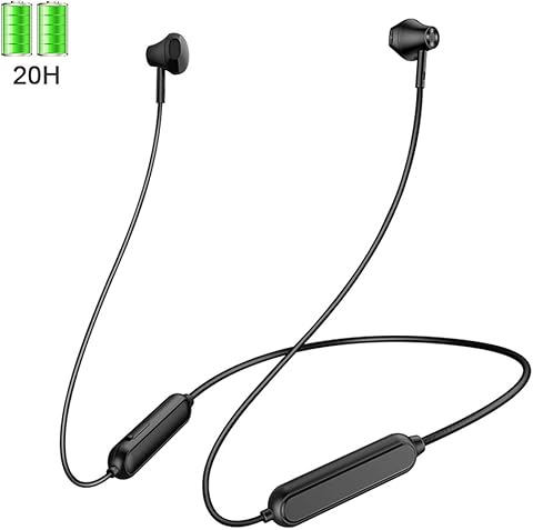 Bluetooth 5.0 Headphones,【20H Playtime + Connect 2 Devices】 Bluetooth Sport Earphones, Deep Bass Hifi Stereo Wireless In Ear Headphones, Noise Canceling Mic, Magnetic Sport Earbuds Sweatproof