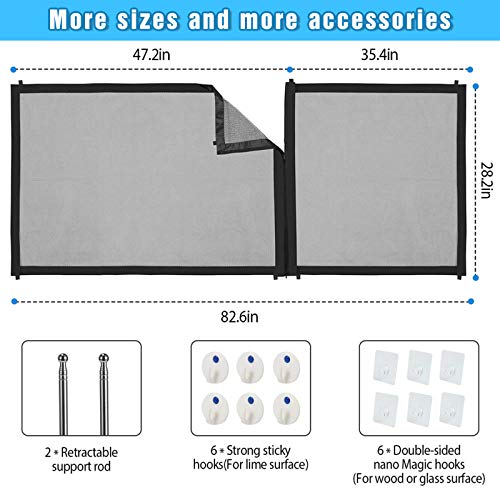 CHARMINER Magic Pet Gate for Dogs, Mesh Dog Gate with Latest Zipper Design Extra Wide Portable Adjustable Folding Mesh Dog Gate for Doorways-Safety Fence for Stair Black - Thumbnail 7
