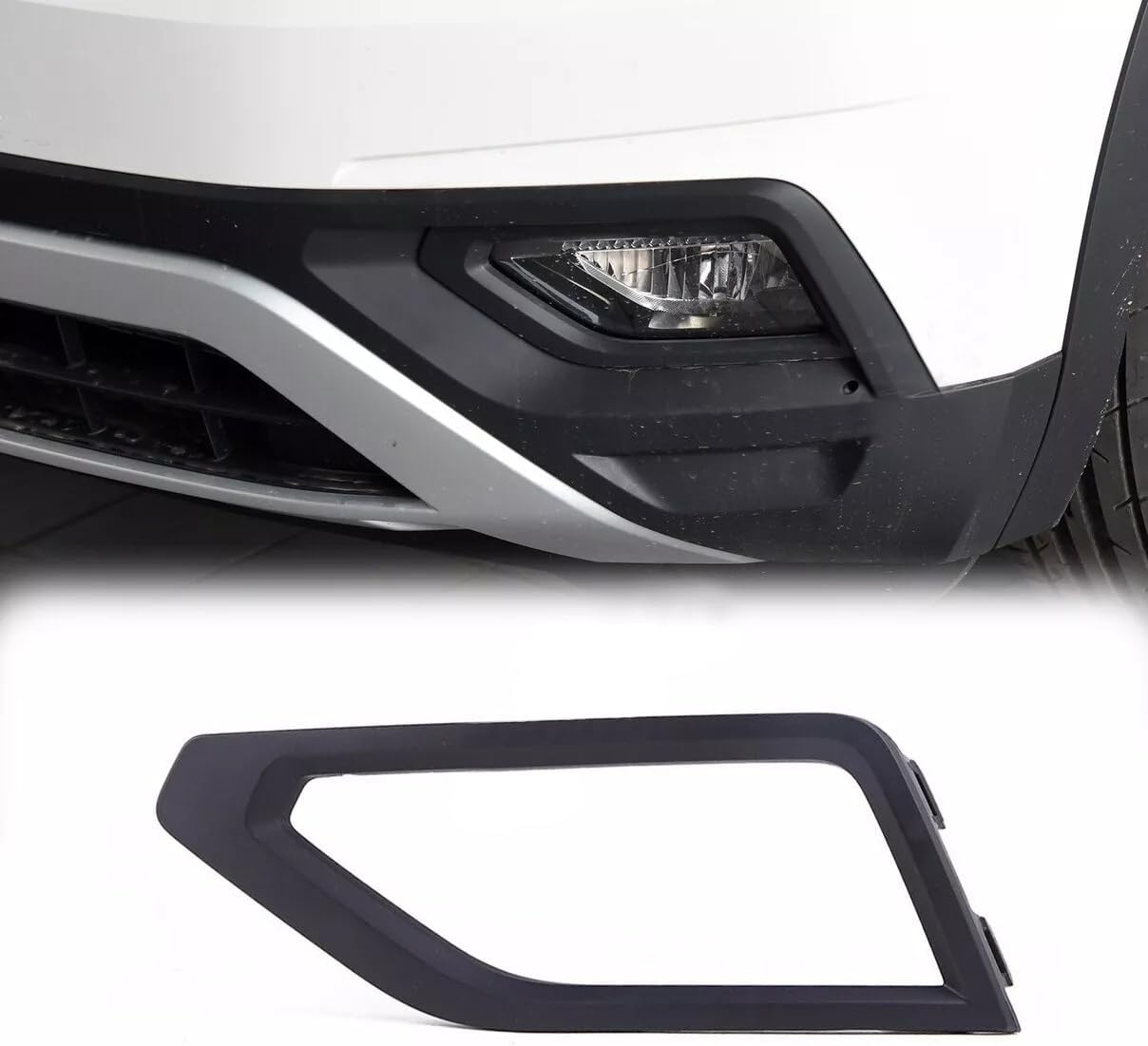 Front Bumper Grille Fog Light Grille Replacement For VW Atlas 2018 2019 (Black, Left)