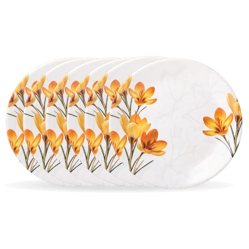 Image of Golden Fish Melamine Dinner Plates Set of 6 for Serving - Full Size, Curved, Vintage Design, Break Resistant for Home, Kitchen, Restaurant, Party (11 inch)