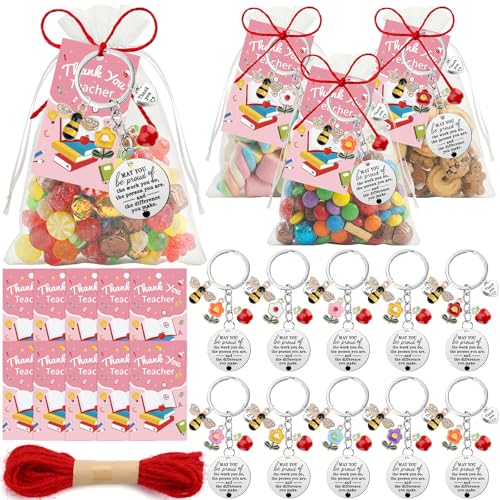 AUGSUN 31 Pcs Teacher Appreciation Keychain Gifts Set with Teacher