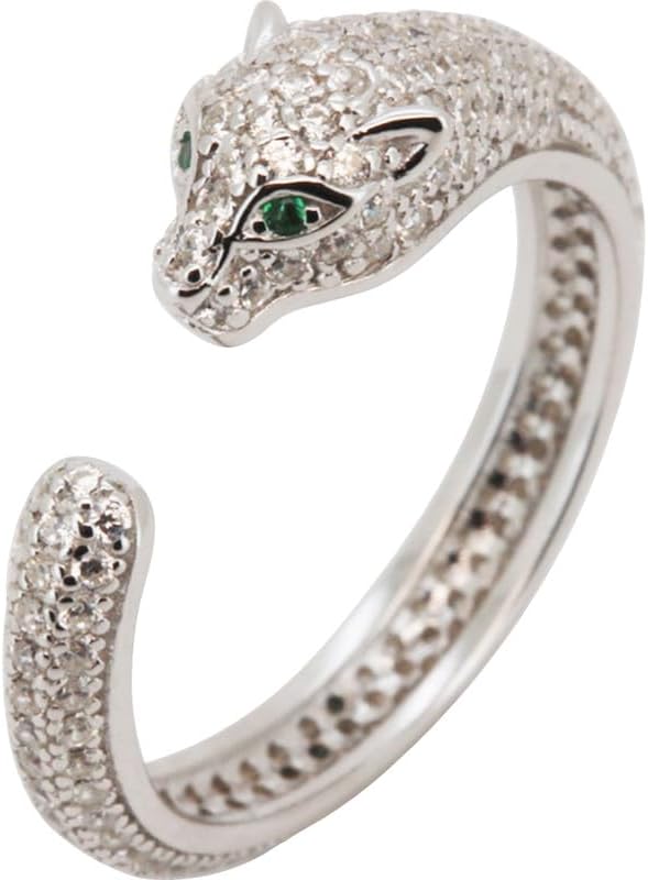 925 Sterling Silver 14k Gold Vermeil AAA Cubic Zirconia Panther Ring