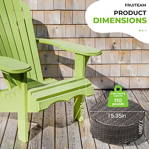 Fruiteam Patio Ottoman Wide Wicker Footstools, Outdoor Small Rattan Table Weather-Resistant Resin Barrel Storage Basket Outdoor Indoor Use #TOP3