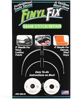 Finyl Fix Seam Stitch Repair Kit | Restore Seam Damage on Vinyl, Fabric, Leather, and Heavy Canvas on Car or Boat Seats, Furniture, and Clothes | Vinyl Repair Kit, Sewing Kit with Black & White Thread