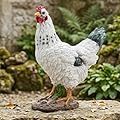 Elenon Farmhouse Rooster Statue Outdoor Garden Decor, Realistic Chicken Figurine with Hand-Painted Details, Resin Farm Animals Collection Decoration Ornament for Yard Patio Lawn Backyard