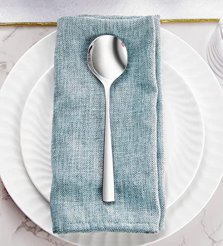 Keawell 4-Piece Premium Soup Spoon, 18/10 Stainless Steel, 7.5" Round Bowl Spoons, Table Bouillon Spoons, Dishwasher Safe, Gift Box #TOP4