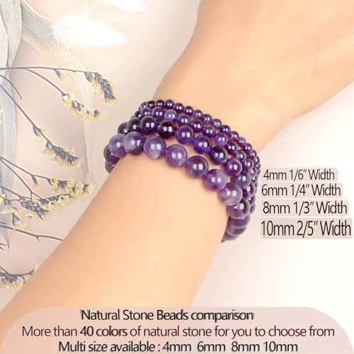 LPBeads Handmade Natural Gemstone Stretch Elastic 10mm Amethyst Bracelet Healing Crystal Round Stone Beads Jewelry Gifts for Women Men by LPBeads - Used condition - Image 5