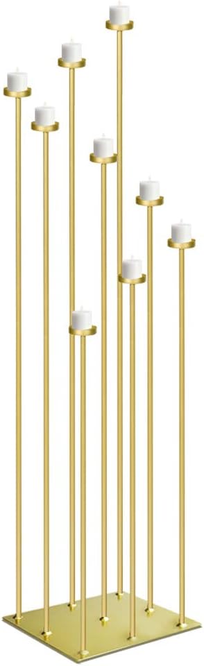 smtyle Tall Gold Candle Holders Centerpiece Floor Candelabra for Wedding Decor Using 9 Tealights with One Large Sturdy Complete Square Base Iron : Home & Kitchen