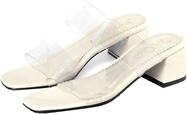 clear sandals mid heel