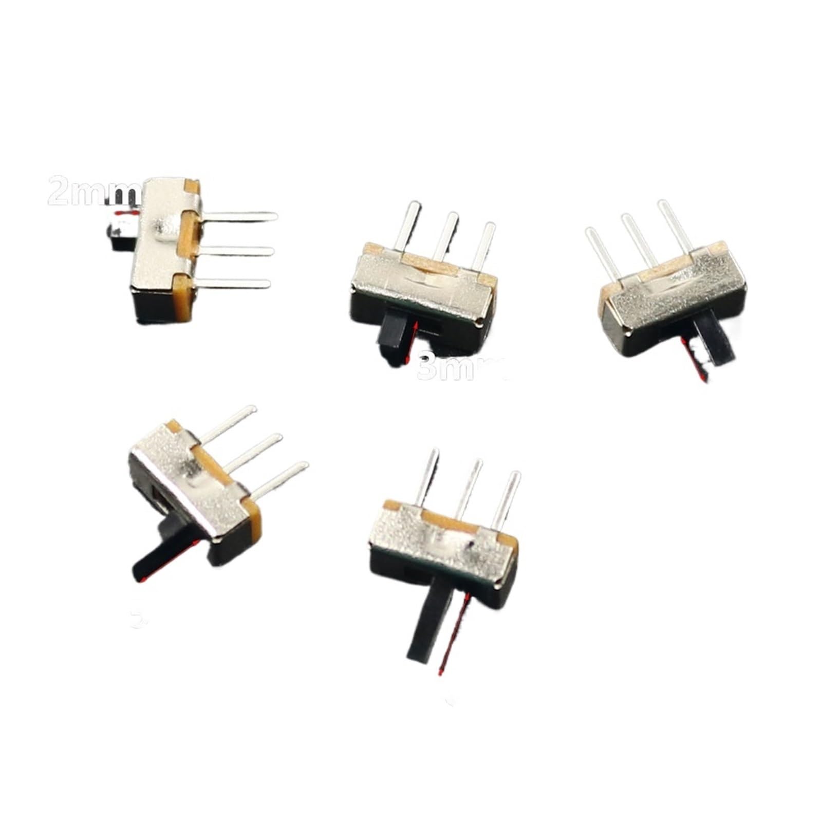 Przełącznik suwakowy SS-12D00 wł./wył., 3-pinowy, 1P2T, pozycja 2, długość uchwytu: 3 mm, 4 mm, 5 mm i 6 mm, 10-100 szt. (wysokość uchwytu 6 mm, 100 sztuk)