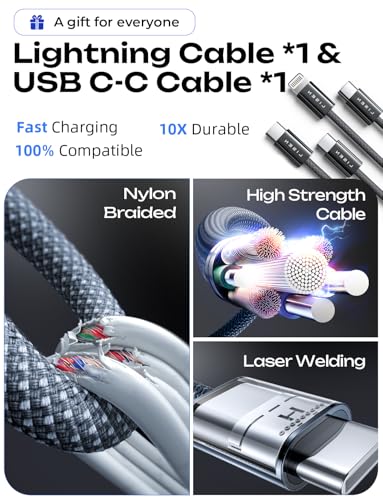 Image of LISEN 90W Car Charger USB C Fast Charge, USB C Car Charger Fast Charge, Type C Car Charger for iPhone 17 Pro Max 16 15 14 13 12 11, for Samsung S26 S25 S24 [with Lighning & USB-C Cable]