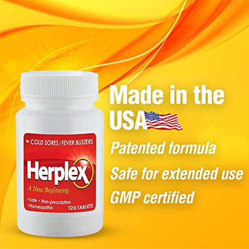 Herplex Premium Tablets | Helps Against Outbreaks & Cold Sores With No Side Effects | Helps To Quickly Ease & Reduce Symptoms Of Cold Sore, & Fever Blisters | 120 Tablet #TOP6