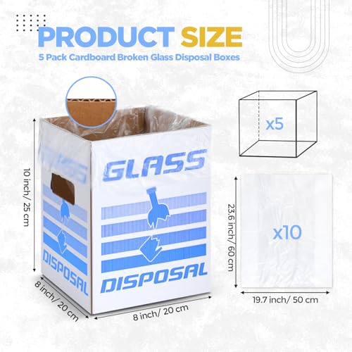 Image of Tioncy 5 Pcs Cardboard Broken Glass Disposal Box Safe Trash Can for Glass Sharps Durable Garbage Disposal Container Disposable Safe Trash Bin for Glass Floor Model Laboratory(8 inch L X 8 inch W X 10 inch)