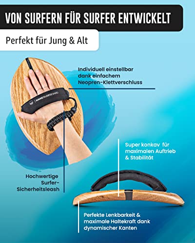 Foto von Woodsandwaves Handboard - Das 1. Surfbrett to Go | Neuartiges Hand - Surfboard aus bruchfestem Hartholz (inkl. Tasche) | Bodyboard - Surf Trend aus Australien für Anfänger und Profis