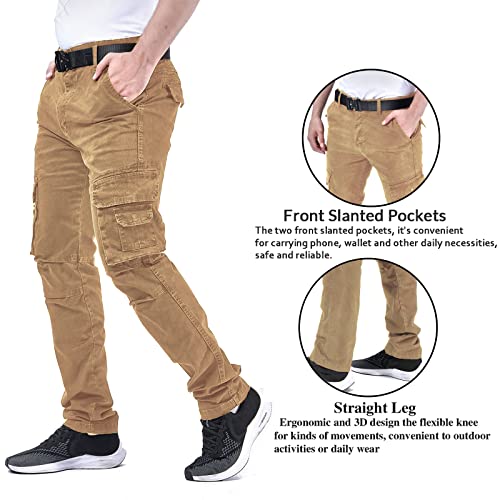 Crazyfire Mens Khaki Pants Military Cargo Work Pants For Men Casual Slim Fit 34 #TOP2