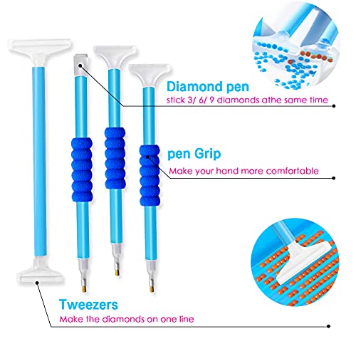 Hulameda 56Pcs 5D Diamond Painting Tools, Diamond Painting Accessories With 28 Grids Diamond Embroidery Box And Diamond Painting Roller For Kids And Adult(Blue) #TOP3