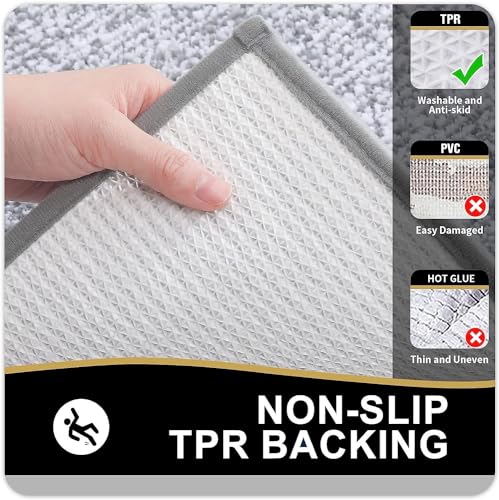 smiry Microfiber Non-Slip Bath Mats for Bathroom, Extra Soft Absorbent Bathroom Mats Rugs, Machine Washable Quick Dry Floor Mats, 40 x 60 cm, Grey - Image 5