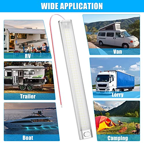 2Pcs 12V Led Light Strip, 168 Led 12 Volt Led Lights, 1700Lm 10W 12V-85V Led Rv Interior Light Bar With On/Off Switch, 12V Lights For Enclosed Trailer Cargo Car Rv Van Truck Lorry Camper Caravan Boat #TOP6