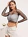 LemonGirl Women Fishnet Crop Tops Lingerie Long Sleeve Top Babydoll Chemise US 2-16 Black