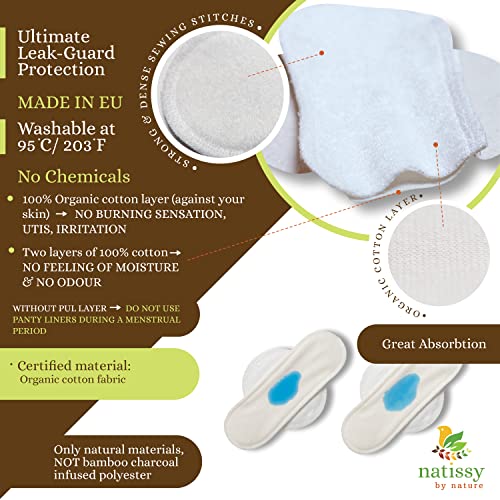 Cloth Panty Liners; 7-Pack (Small) Mini Daily Organic Cotton Reusable Panty Liners For Women Made In Eu; Feminine Panty Liners Washable For Women & Teens; Thin Sanitary Reusable Liners, Not For Period #TOP2