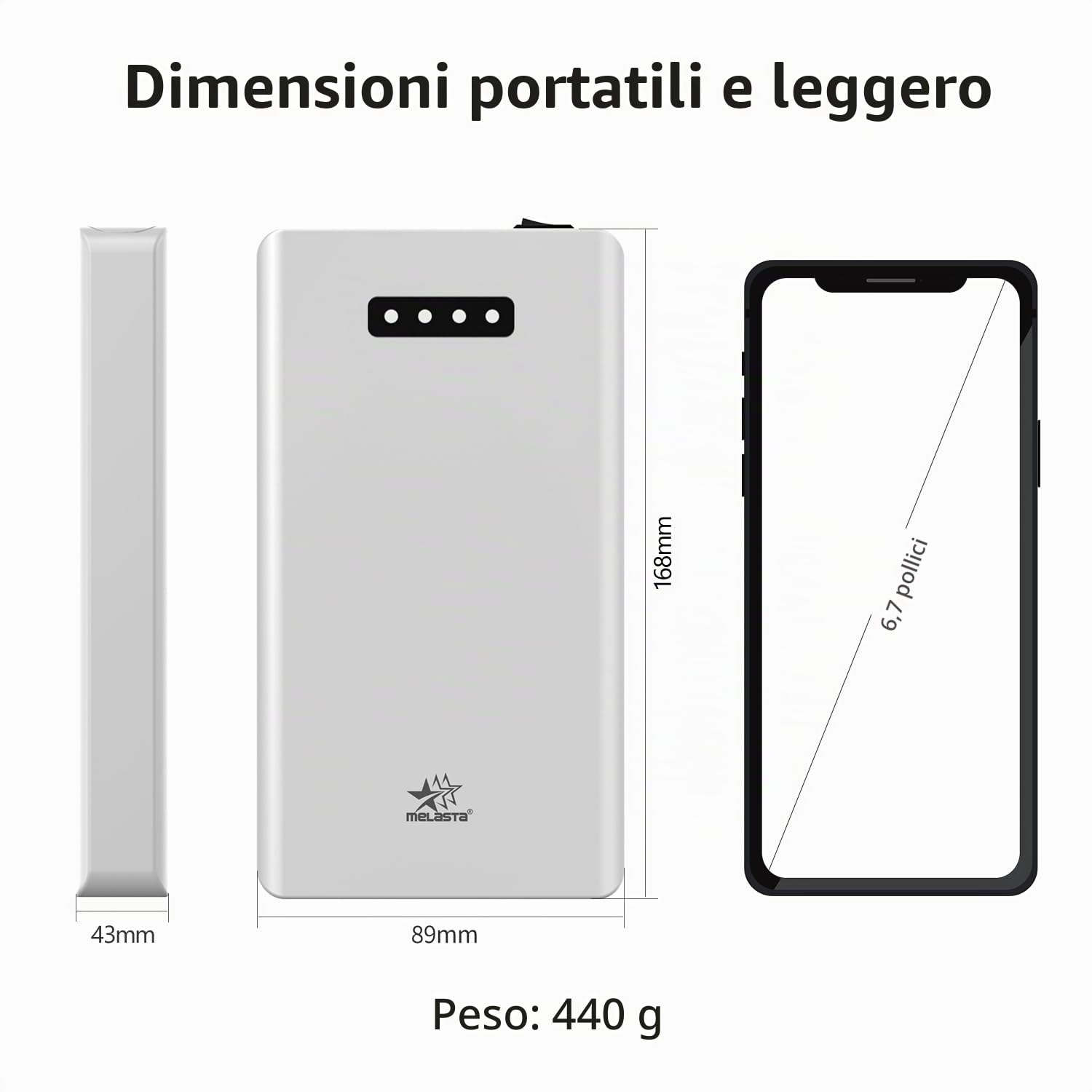 melasta 24V, 3350mAh Powerbank Batteria Esterna Ricaricabile Agli ioni di Litio, con Uscita DC da 9V, Uscita USB da 5 V, per Strisce LED, Luce a Nastro, Telecamera CCTV e Altro Ancora (con Caricatore)