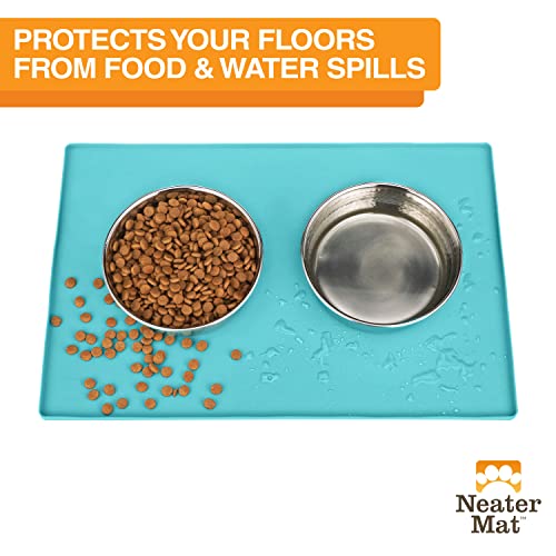 Neater Pet Brands Neater Mat - Tappetino Impermeabile In Silicone Per Animali Domestici, Protegge I Pavimenti Da Cibo E Acqua (Acqua Marina, 61 X 40,6 Cm Silicone) - 2