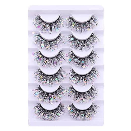 wiwoseo False Eyelashes Christmas Shining Lashes Natural Volume Colorful Decorative Eyelashes Fluffy Wispy Faux Mink Lashes Festival Styles Shining in the Night Colorful Decorative Fake Eyelashes for Christmas New Year Cosplay Party Stage