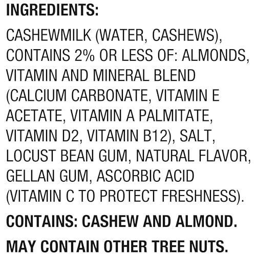 Silk Cashew Milk, Unsweetened, Dairy-Free, Vegan, Non-GMO Project Verified, Half Gallon, 64 Fl Oz
