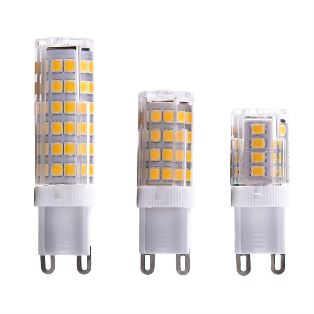 1fortunate Lights, Paquete de 20, Bombilla LED de maíz de cerámica AC220V G9 3W/5W/7W luz Frontal de Espejo luz de Pared Fuente de luz de Cristal(Cool White,7W)