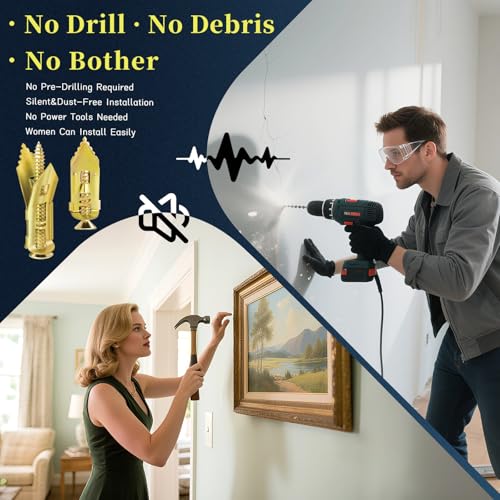 Oyuseive 70 Pcs Self Drilling Drywall Anchors with Screws Kit, 2 Sizes Heavy Duty Metal Expansion Anchors for Drywall- 1.18in & 1.57in, No Pre-Drill No Holes, for Picture Frames, Mirror, Shelves