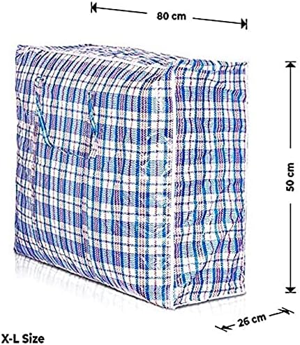 Pack of 5 Re-usable Foldable Laundry Bags X-Large size 80 x 50 x 26 CM Perfect For Laundry Storage Cloths, Shopping, Moving and For Multi purpose use - Bags With Handles and Zip