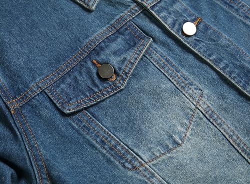 Image of Mens Denim Jacket Ripped Slim Jean Jacket Coat for Men