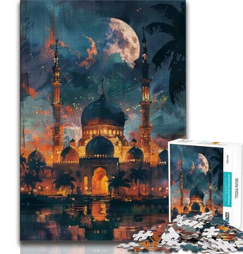 Rompecabezas para Adultos Taj Mahal de Noche 1000 Piezas Ideal para Adultos Ideal para Reducir el estrés e interacción Entre Padres e Hijos (26x38cm)