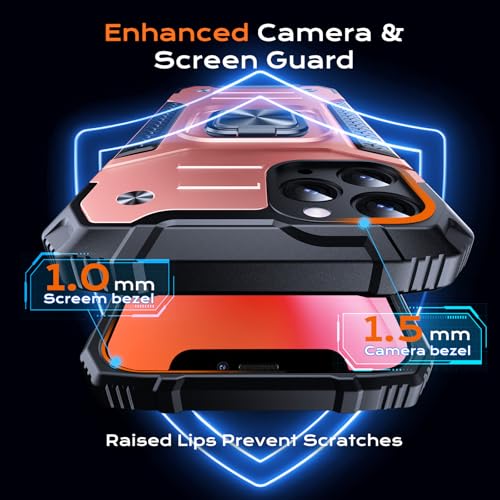 Image of Anqrp Heavy Duty Case for iPhone 11 Pro Case with Enhanced Ring Holder Grip Stand, Military Grade Shockproof Rugged Drop Protective Silicone Hard Slim iPhone 11 Pro Phone Case Cover,Pink Gold
