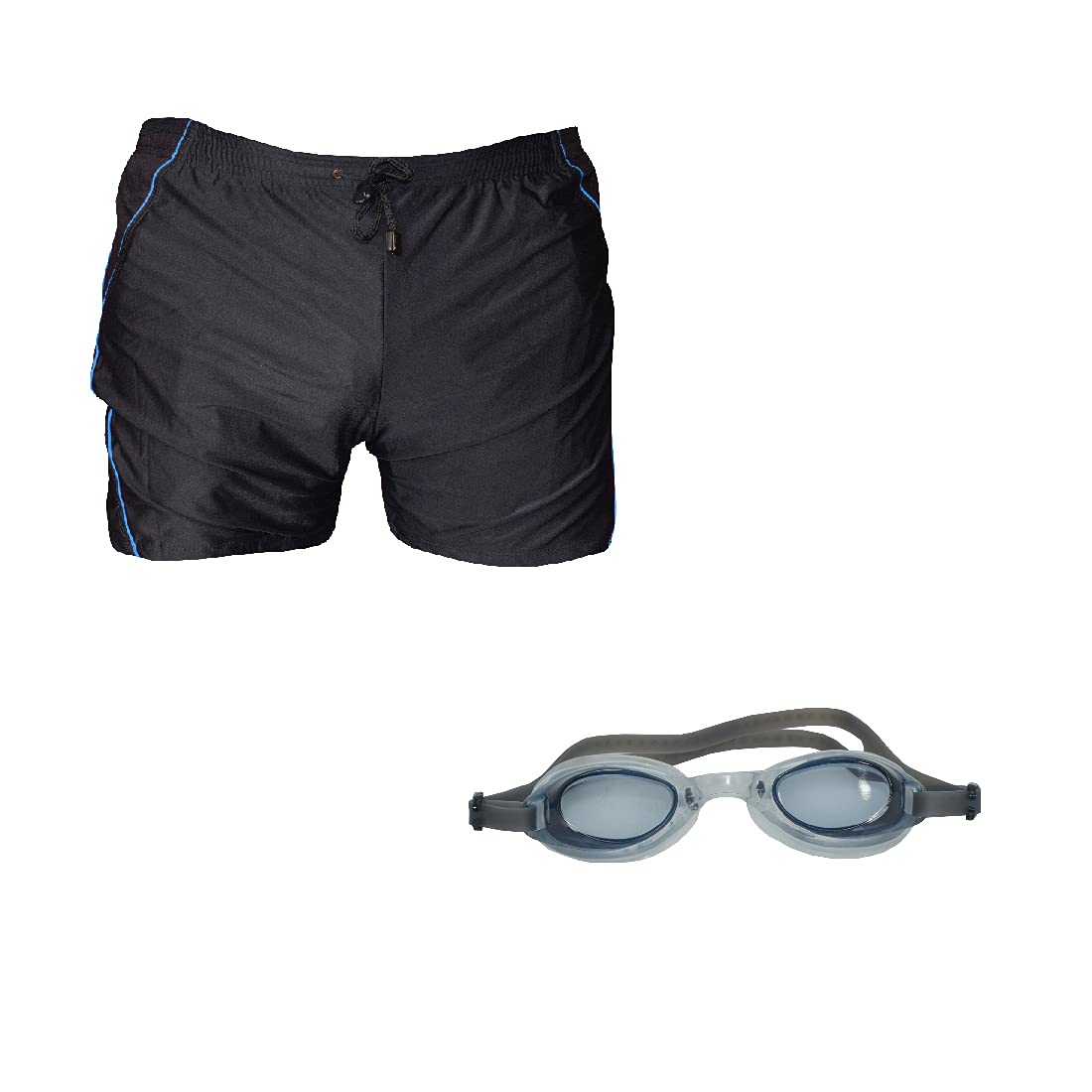 Swimming Shorts V-619 Black Sky Piping Size 3XL with Goggles Silicone IS-1600 with Pouch Black-image-41