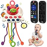 AituiTui Sensory Montessori Baby Teething Teether, Silicone Remote Control Toddler Travel Toys for 3-12 Months, Educational Learning Toys for Infant Newborn Boy Girl Birthday Gifts