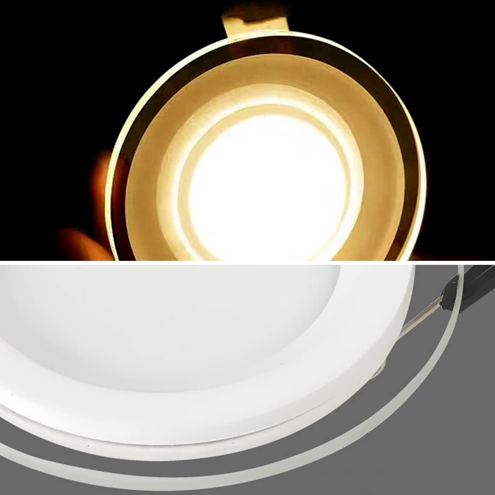 LED Einbau-Downlights,Runde Lichtleiterplatte Aus Glas LED Einbaustrahler,6W 9W 12W 18W Deckeneinbauleuchte,Extraflach 45 Mm Tiefe,Inklusive Transformator,Pack ×10