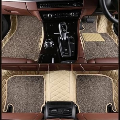 Image of 7D Car Foot Mat for Maruti Suzuki S-Cross Model (2012-2018) | Waterproof | Anti-Slip | PU Leather | Full Coverage | All Weather | Custom Fitted Car Floor Mats | Beige