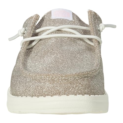 Image of HEYDUDE Women's Wendy Slip Metallic Sparkle Slip On Shoe | Lightweight Flexible Casual Sneaker Mule with Elastic Laces