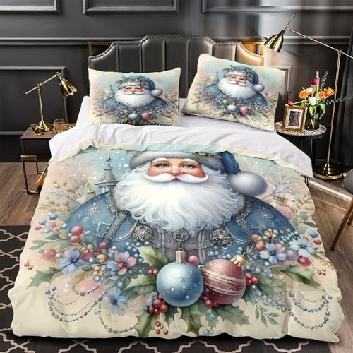 Housse de couette Père Noël 200x200 en microfibre douce avec fermeture éclair - 4
