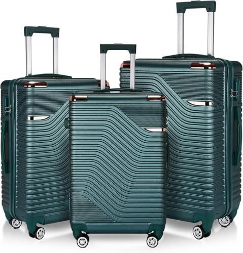 3-Piece ABS Hardshell Luggage Set, Lightweight & Durable with Scr...