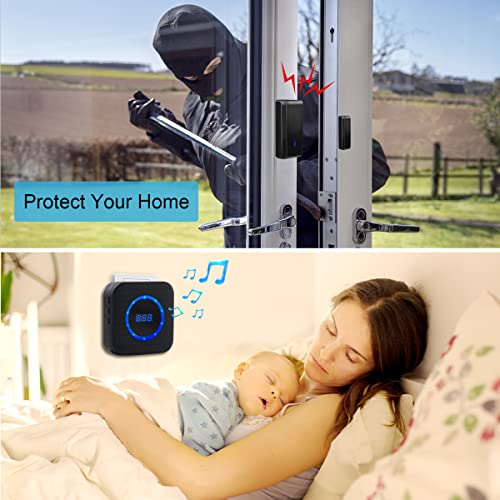 Door Chime Sanjie Wireless Door Sensor For Business Home Office When Entering Door Sensor Chime With 1000Ft Range 55 Chimes 5 Volume Levels Adjustable Number Display(1 Receiver & 3 Sensor) #TOP2