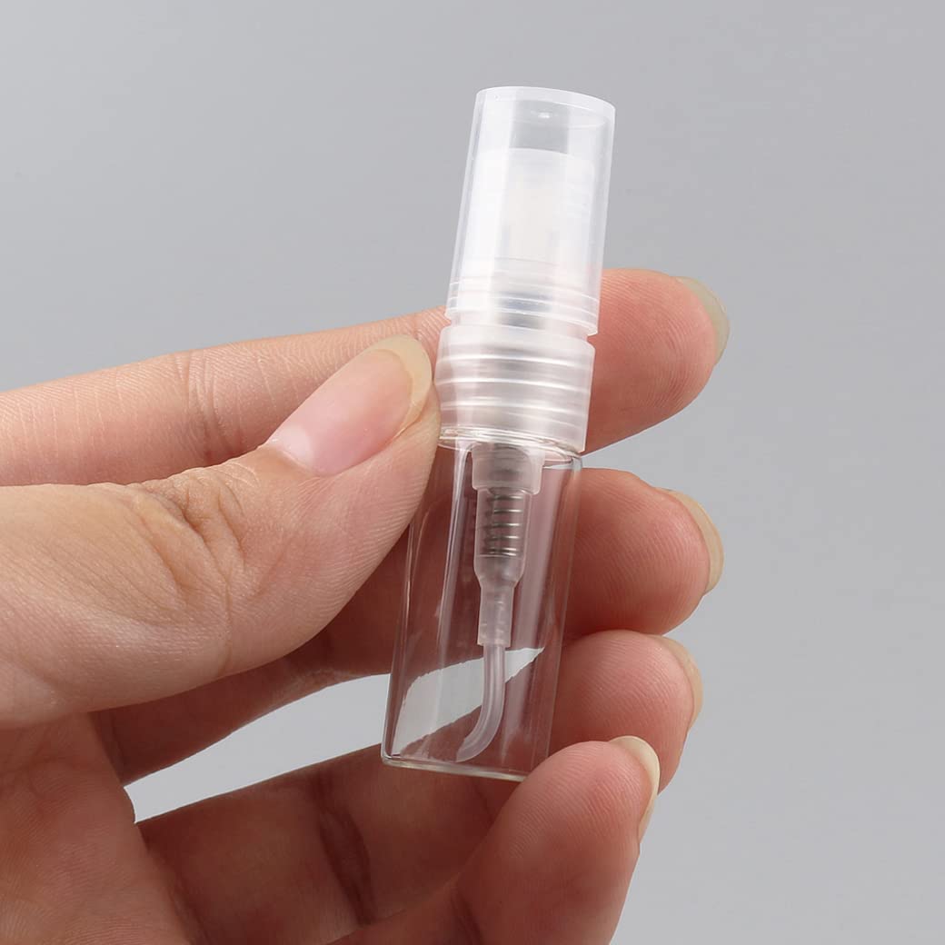100 Pezzi 3ml Transparente Vetro flacone spray Perfume Porta Profumo in Vetro Piccolo Flacone Spray per Nebbia Riutilizzabile Portatile, Bottiglia di Profumo, Cosmetica, Viaggio