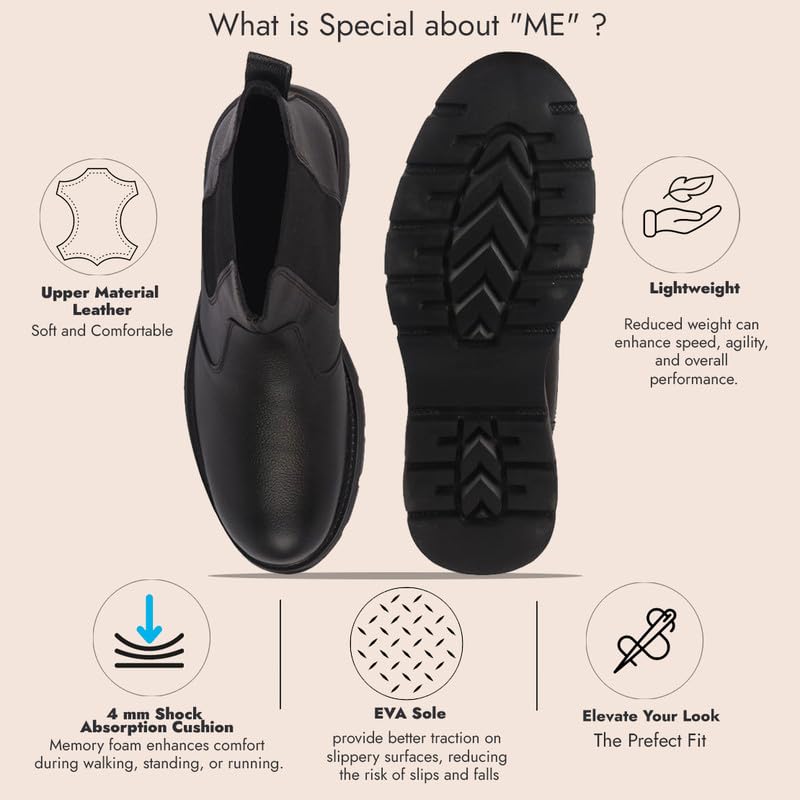 Image of FAUSTO Men Genuine Leather Slip On Boots | Chelsea Work Boots | Lightweight Memory Cushion Shoes | Formal Boots