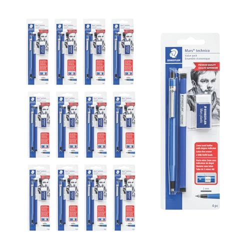 STAEDTLER Mars Technical Mechanical Pencil Set, Blue, 12 Pack