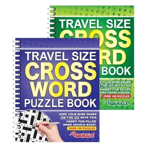 Sixstore A5 Spiral Bound Travel Size Crossword Puzzle Book - Set of 2