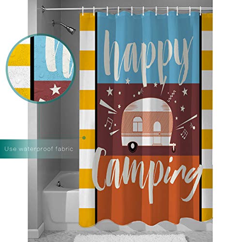 Museday Cartoon Waterproof Fabric Shower Curtain Or Liner 36X72Inch Happy Camper Autumn Outing Thick Bathroom Shower Curtains Machine Washable #TOP2