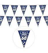 GoldRock Stoff Girlande 60 Geburtstag Männer Deko Blau,Deko 60 Geburtstag Mann Frau,60 Geburtstag...