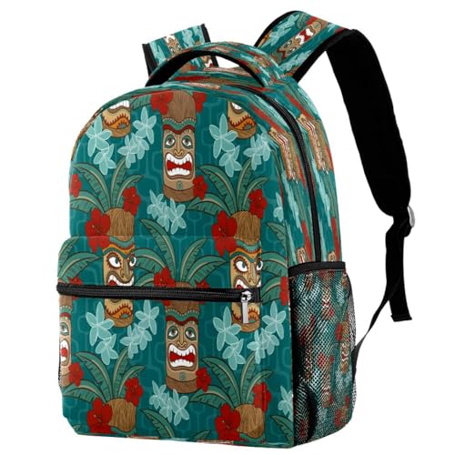 Sac à dos d'école pour filles et garçons avec icônes vintage Aloha Tiki